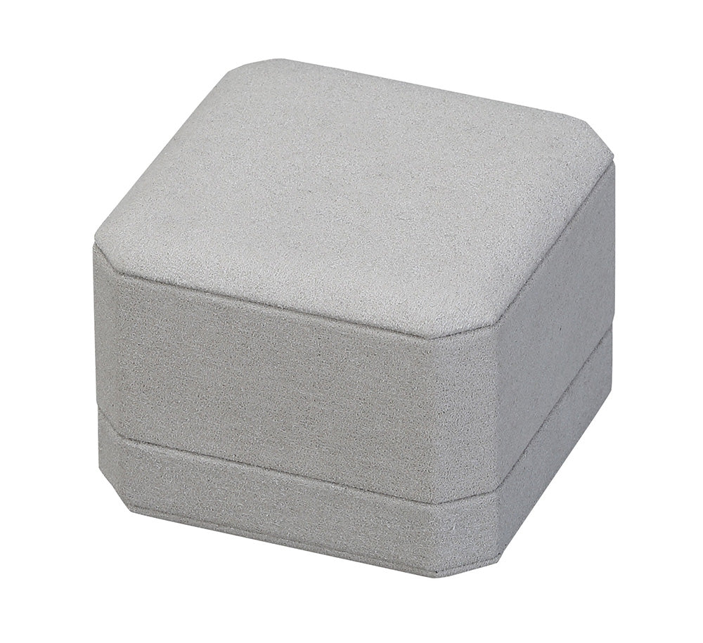 "Opulent" Ring Slot Box in Gray Microsuede