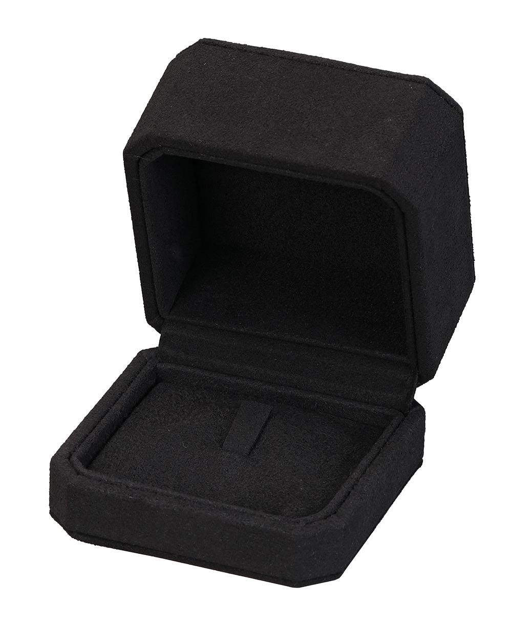 "Opulent" Ring Clip Box in Black Microsuede