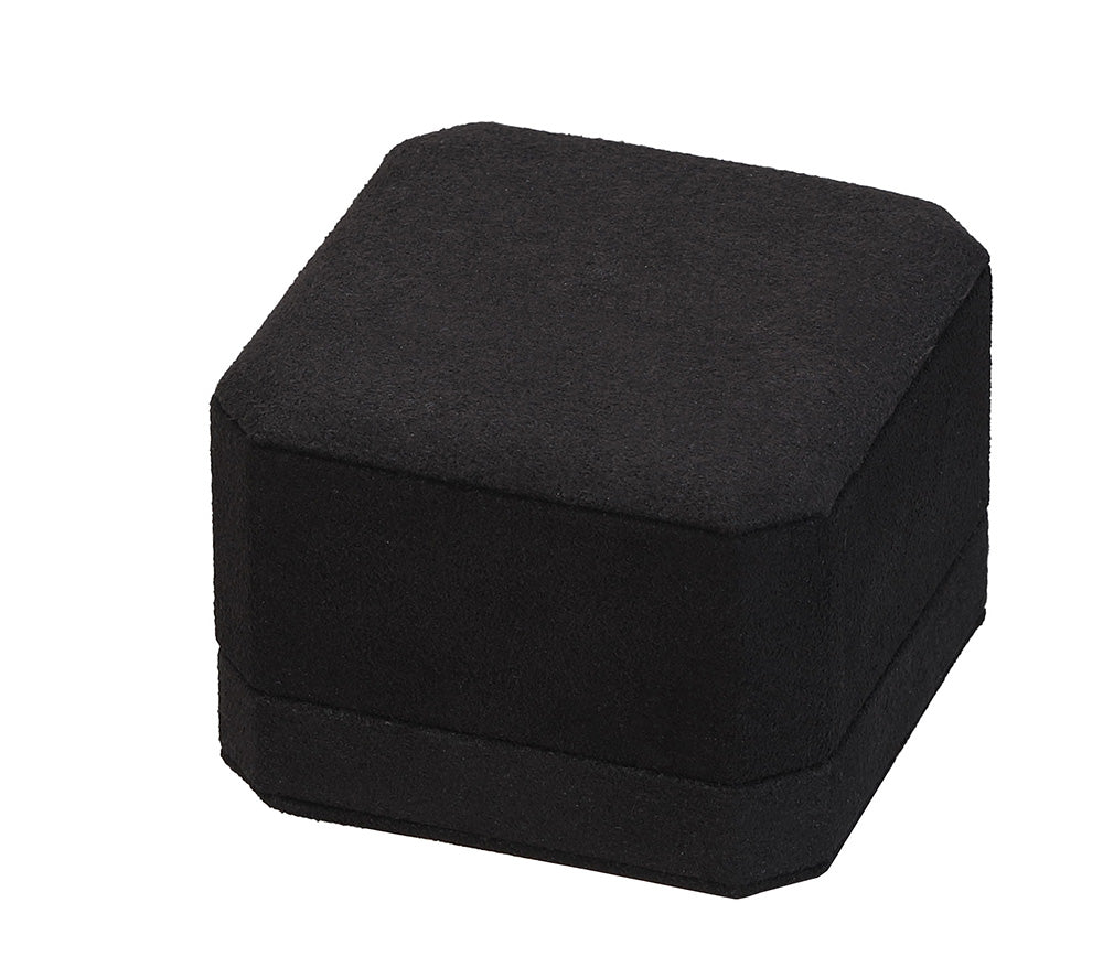 "Opulent" Ring Clip Box in Black Microsuede