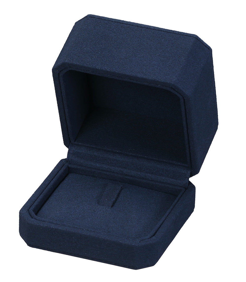 "Opulent" Ring Clip Box in Navy Blue Microsuede