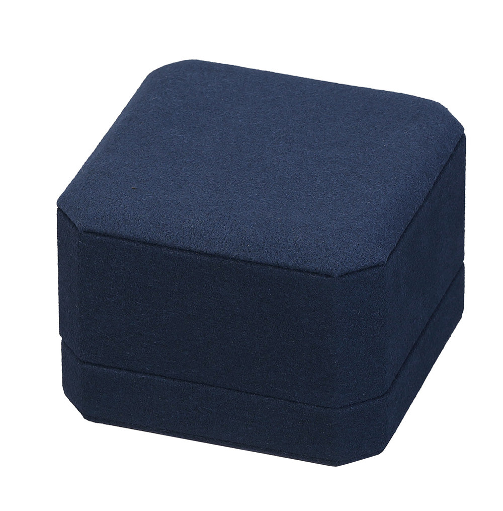 "Opulent" Ring Clip Box in Navy Blue Microsuede