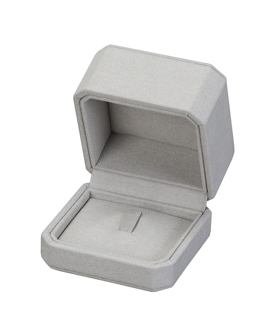 "Opulent" Ring Clip Box in Gray Microsuede