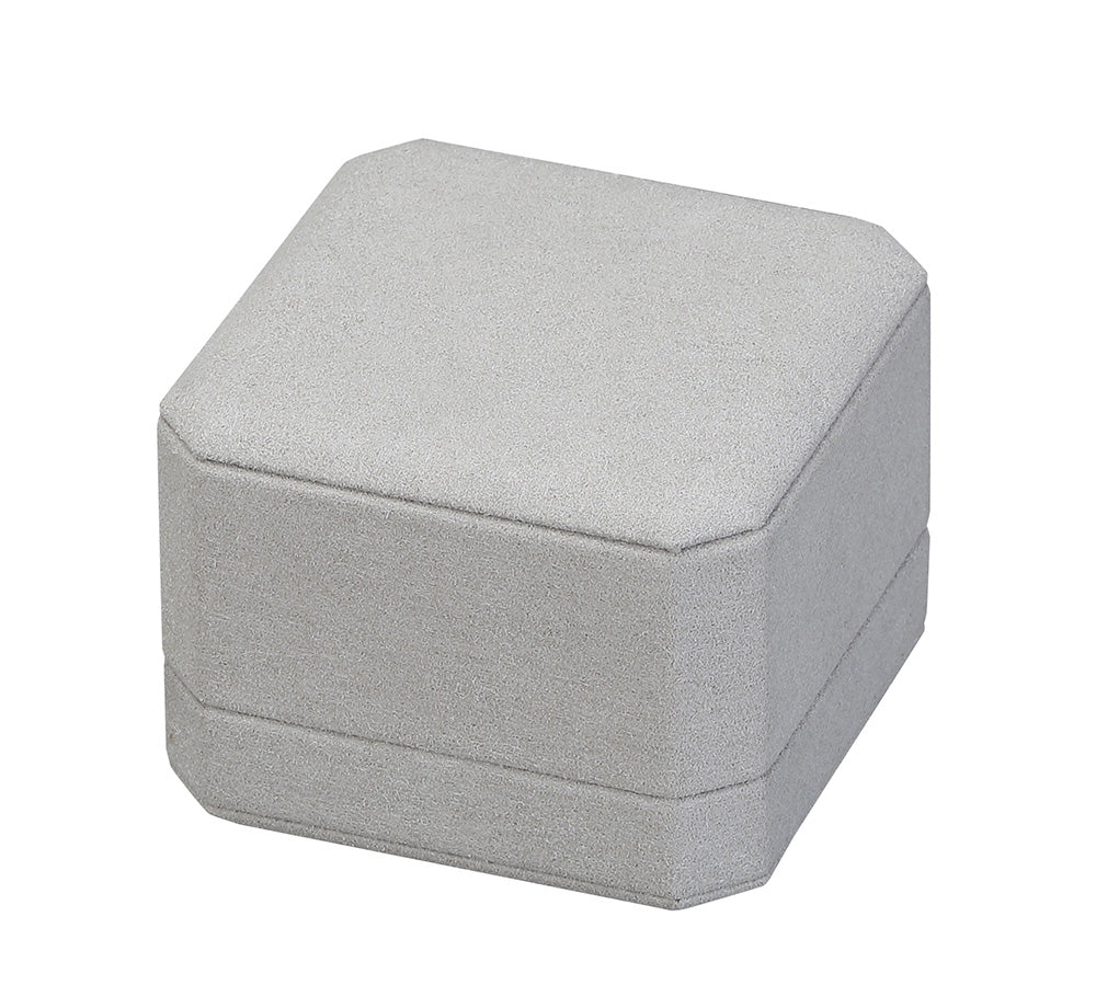 "Opulent" Ring Clip Box in Gray Microsuede