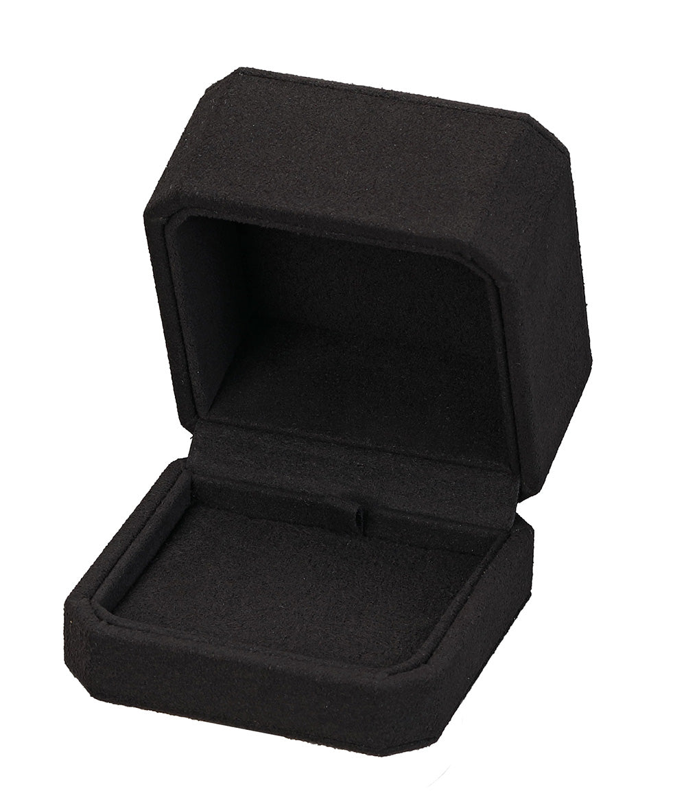 "Opulent" Earring / Pendant Box in Black Microsuede