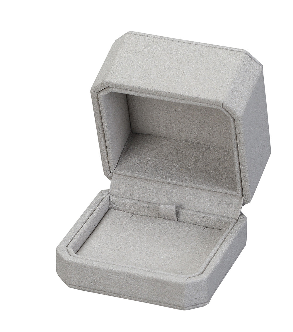 "Opulent" Earring / Pendant Box in Gray Microsuede