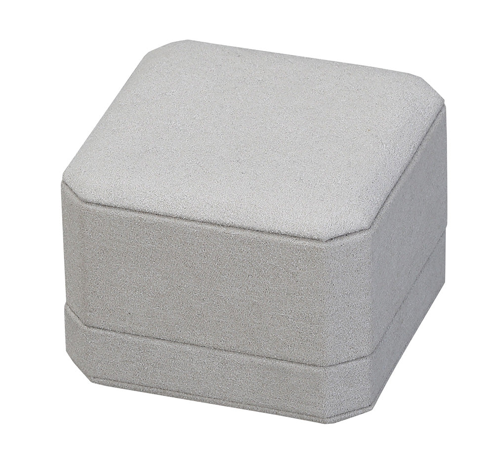 "Opulent" Earring / Pendant Box in Gray Microsuede