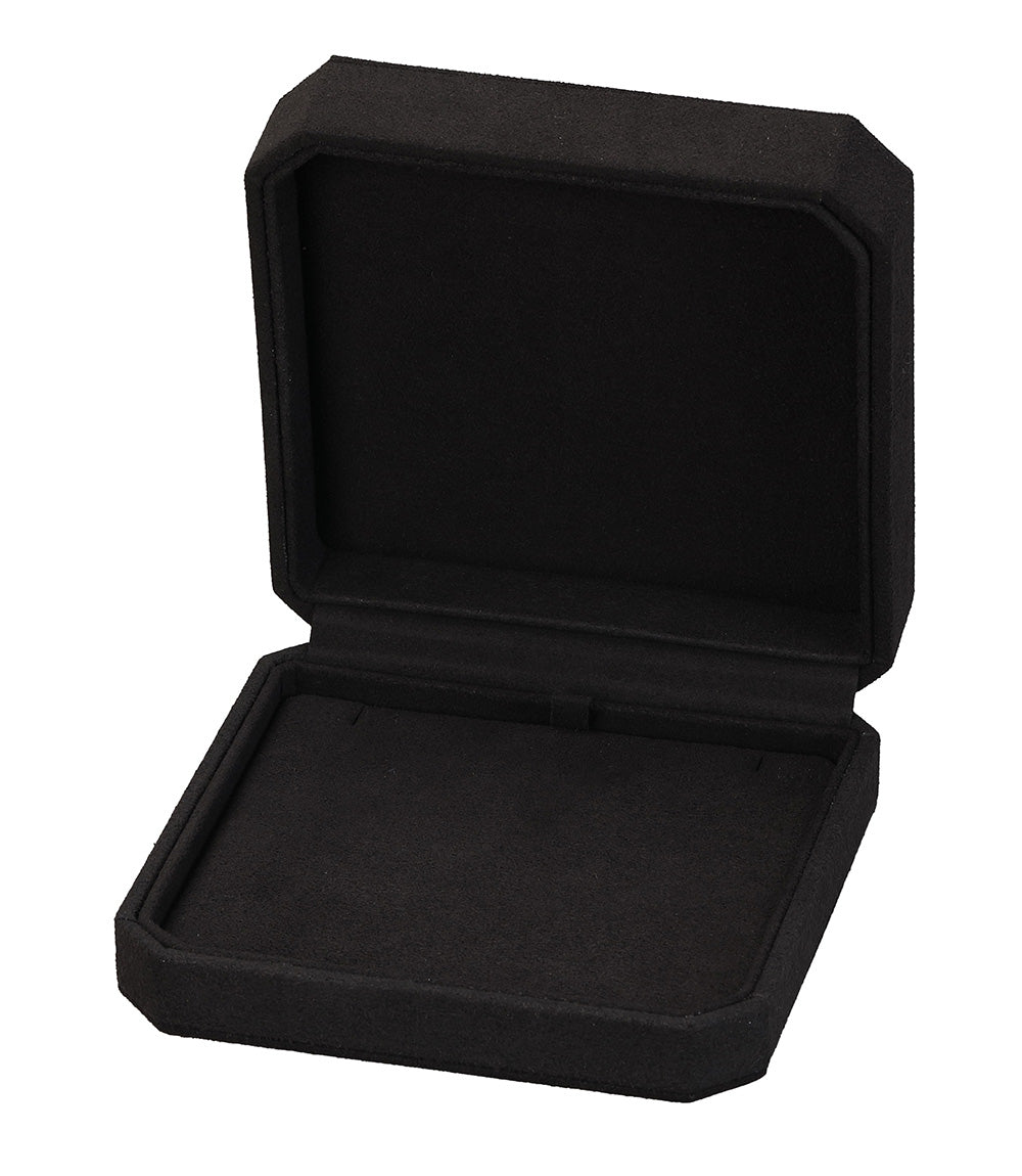 "Opulent" Earring / Pendant Box in Black Microsuede