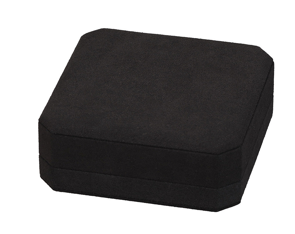 "Opulent" Earring / Pendant Box in Black Microsuede