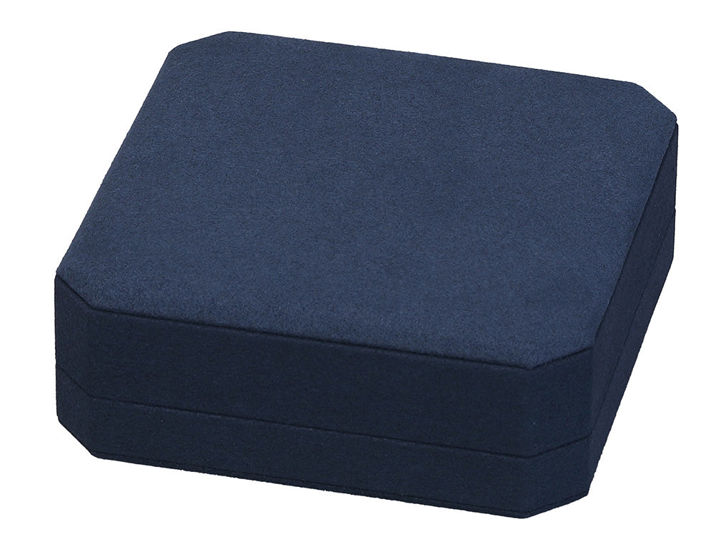 "Opulent" Earring / Pendant Box in Navy Blue Microsuede