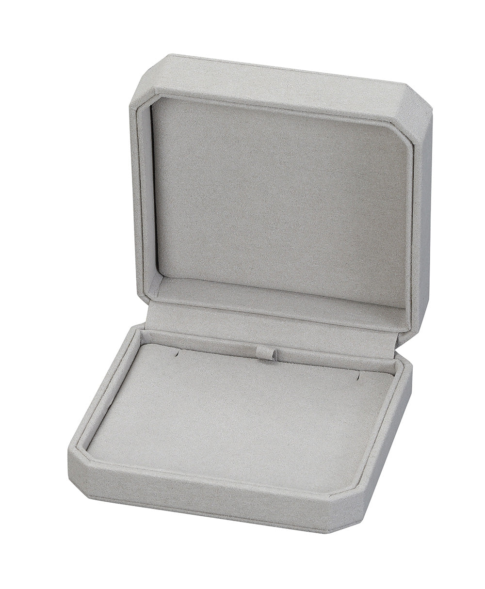 "Opulent" Earring / Pendant Box in Gray Microsuede