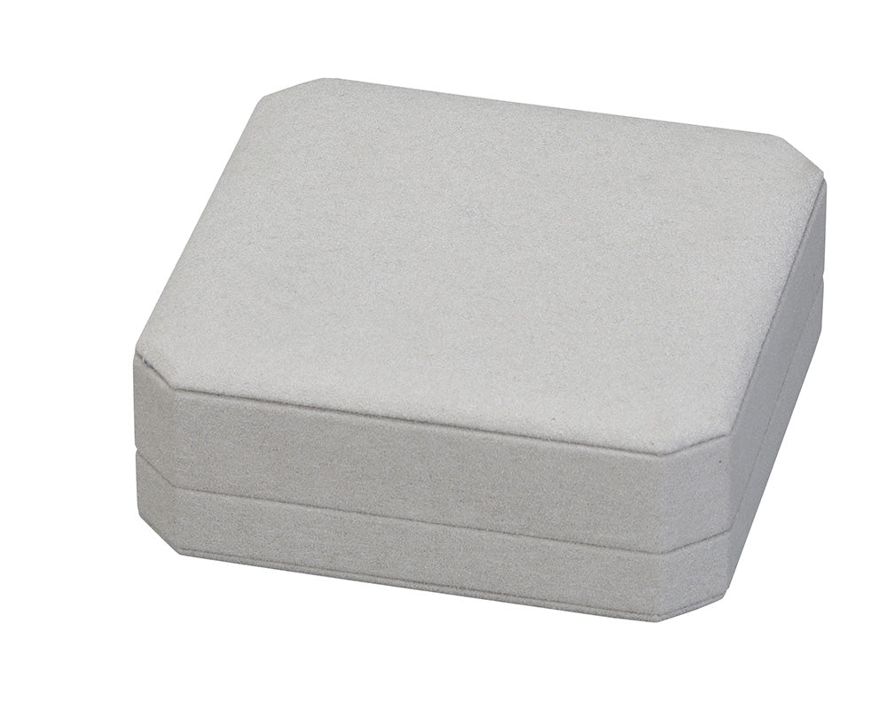 "Opulent" Earring / Pendant Box in Gray Microsuede