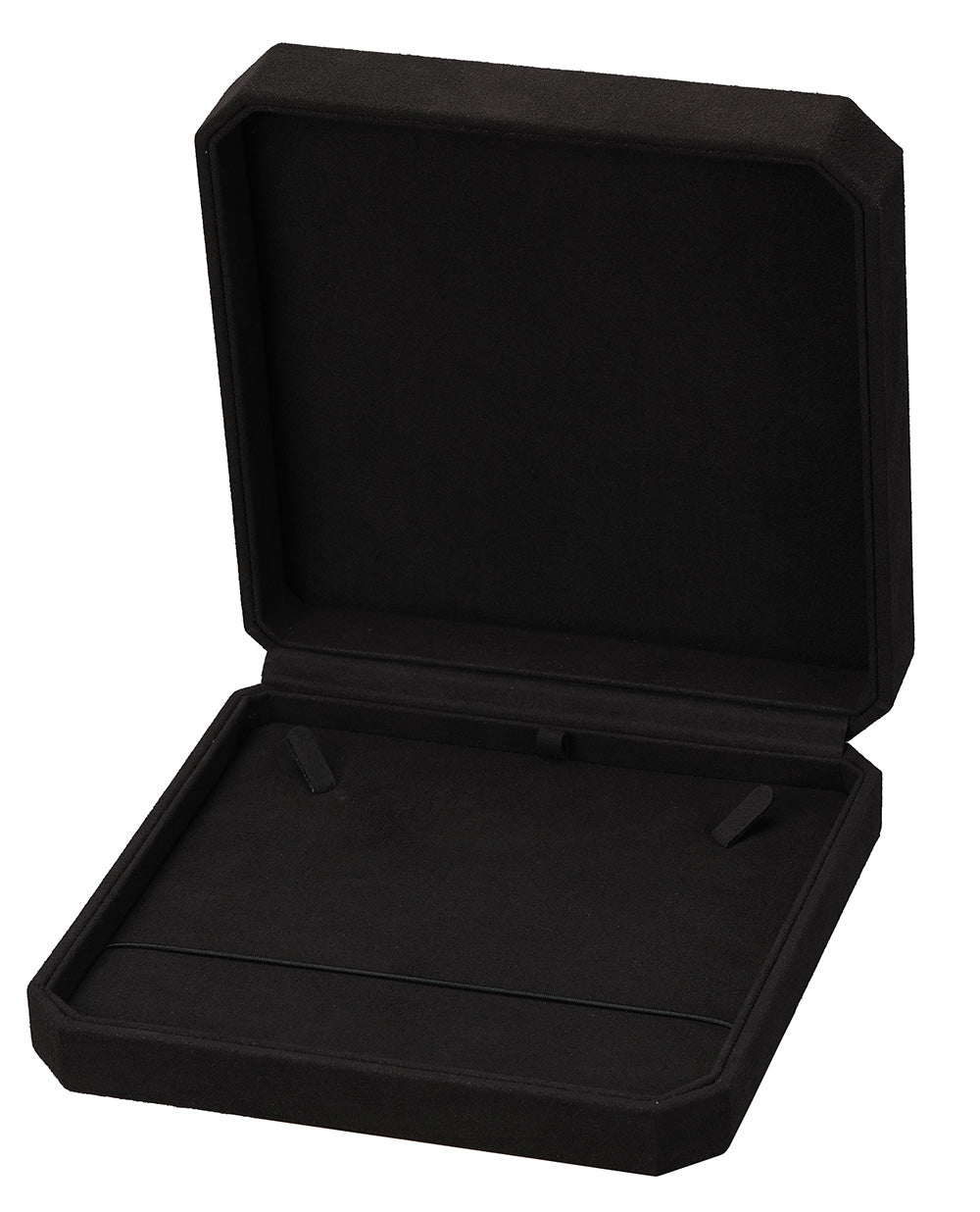 "Opulent" Necklace Box in Black Microsuede