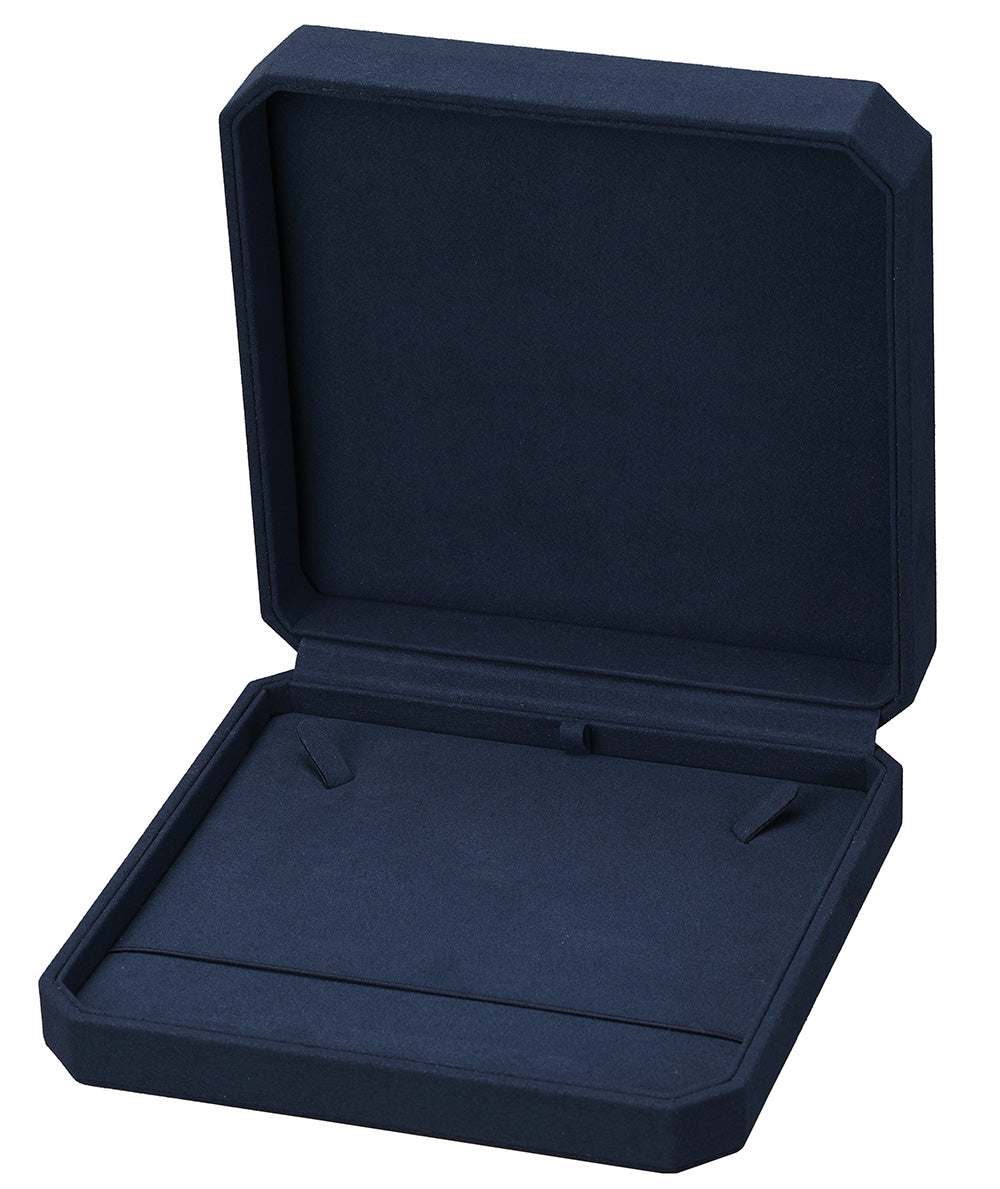 "Opulent" Necklace Box in Navy Blue Microsuede