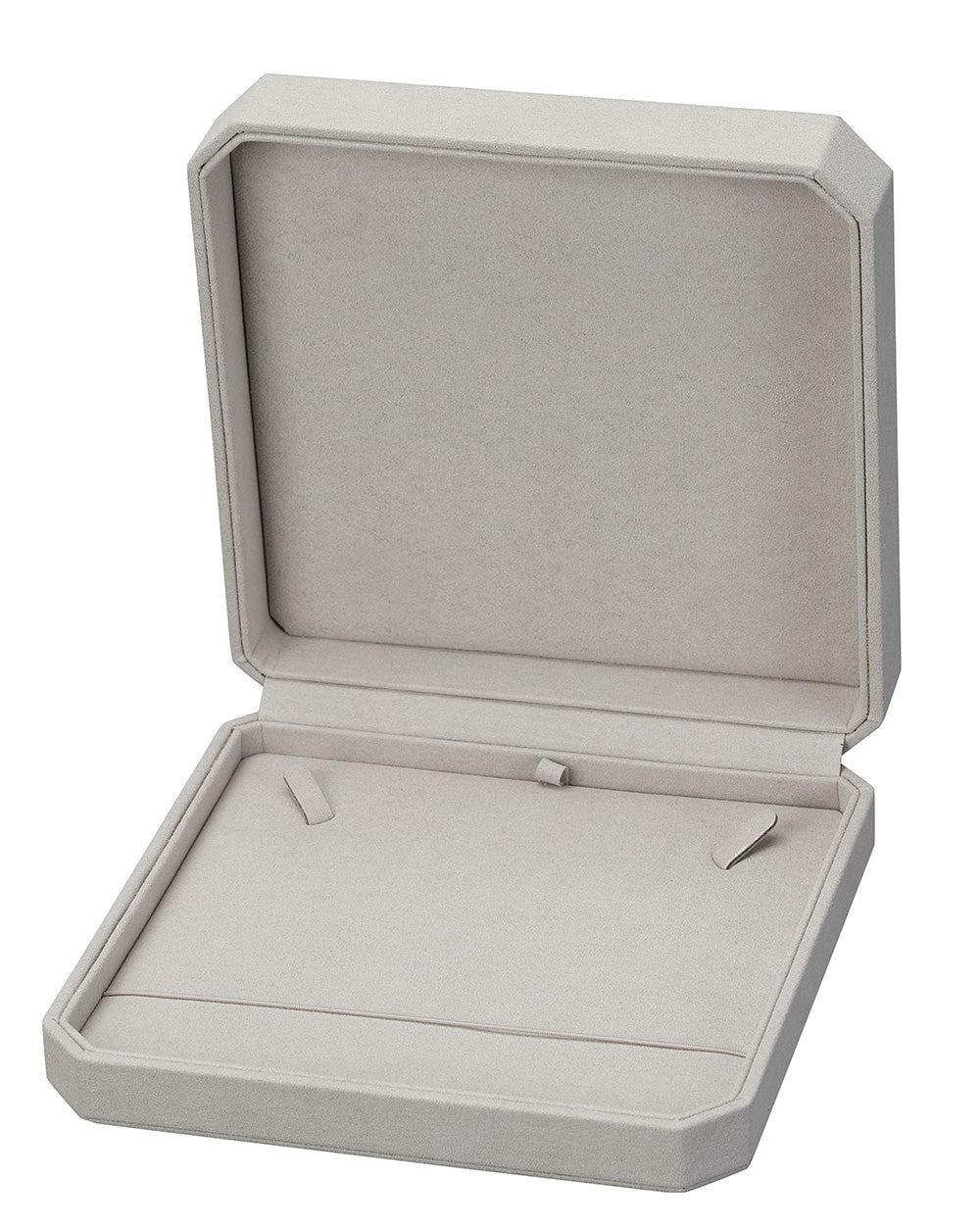 "Opulent" Necklace Box in Gray Microsuede