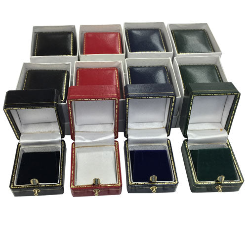 "Heirloom" Leatherette Square Stud Earring or Pendant Box in Assorted Colors