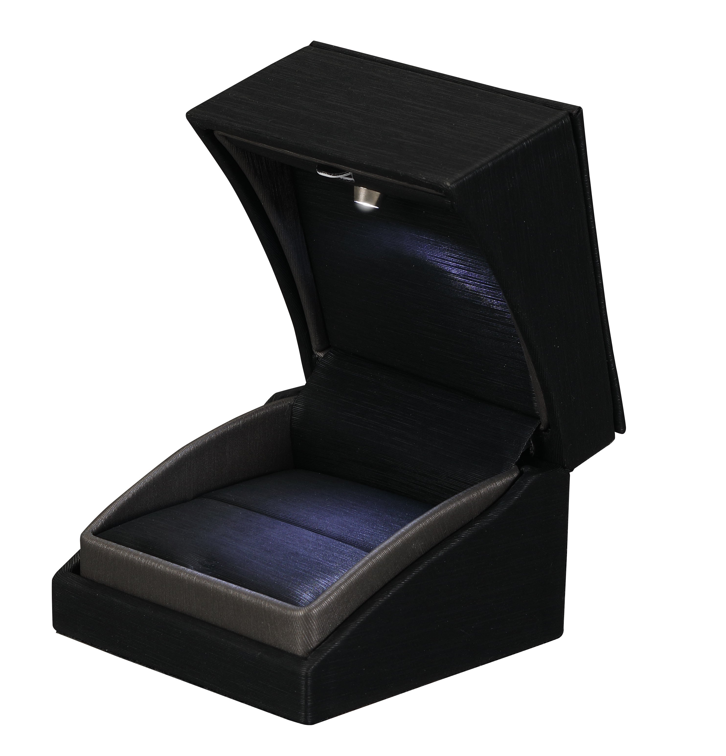 "Lumina Luxe" Ring Slot Box in Brushed Black/Palladium