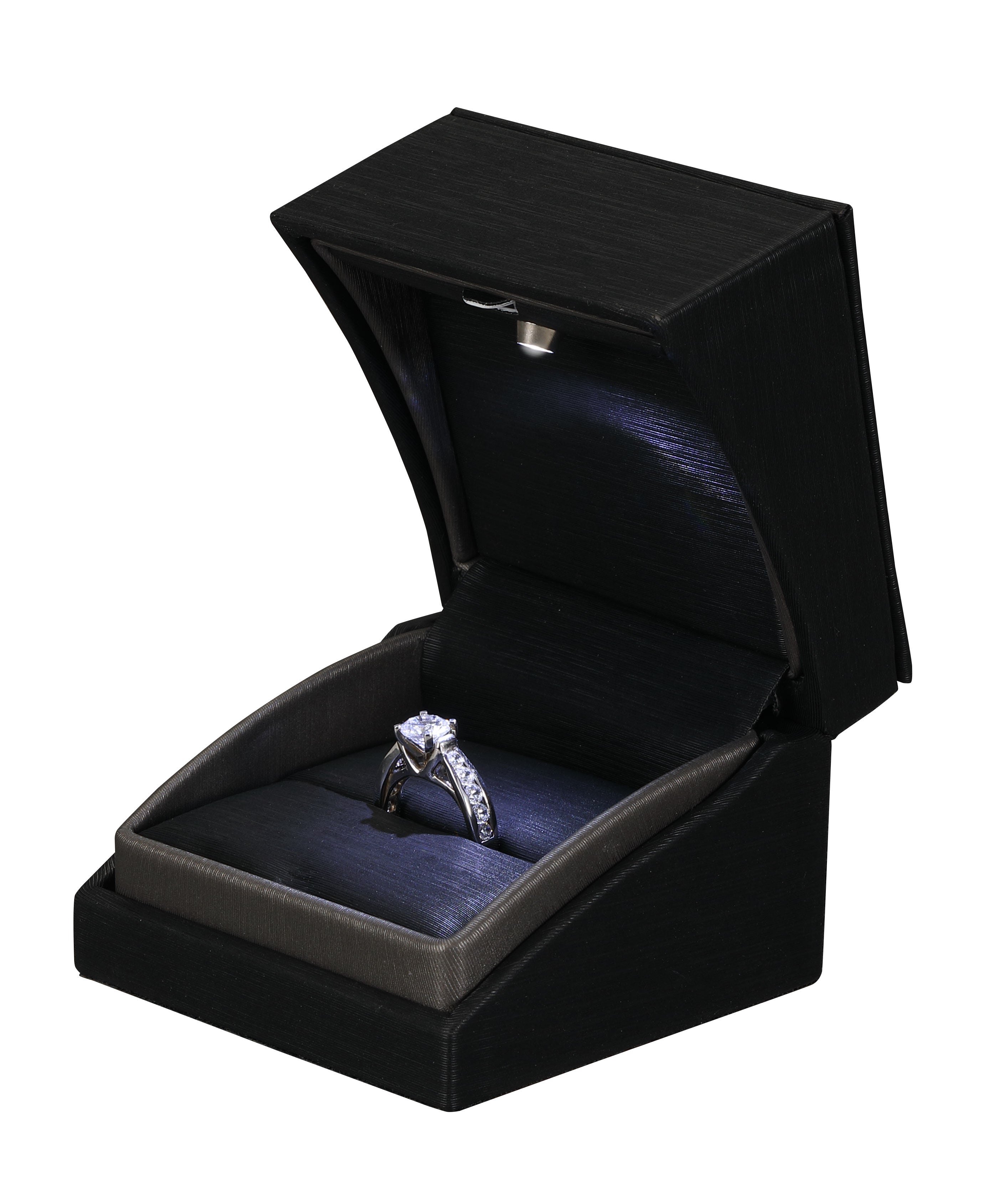 "Lumina Luxe" Ring Slot Box in Brushed Black/Palladium