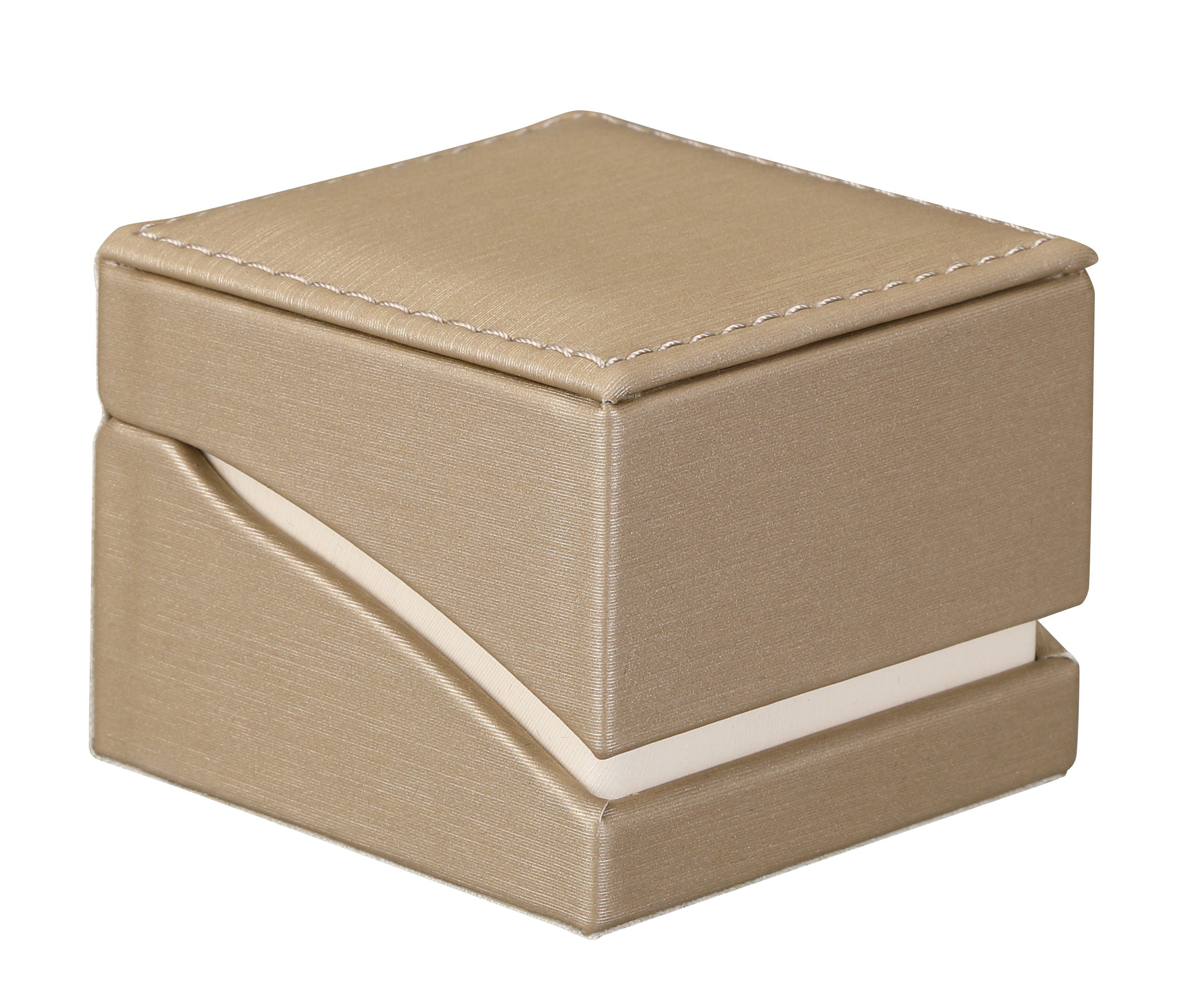 "Lumina Luxe" Ring Slot Box in Brushed Paradiso/Cream