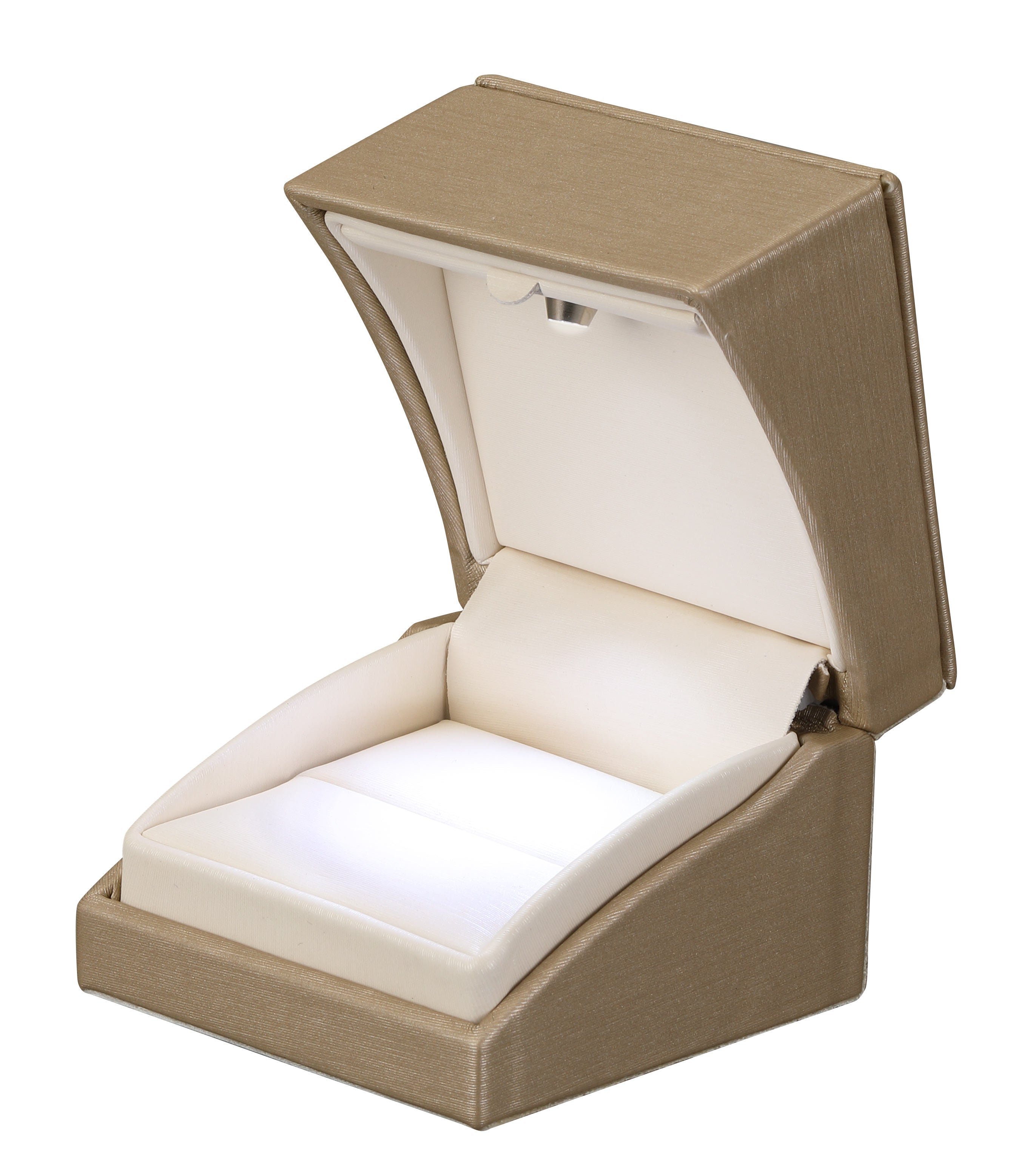 "Lumina Luxe" Ring Slot Box in Brushed Paradiso/Cream