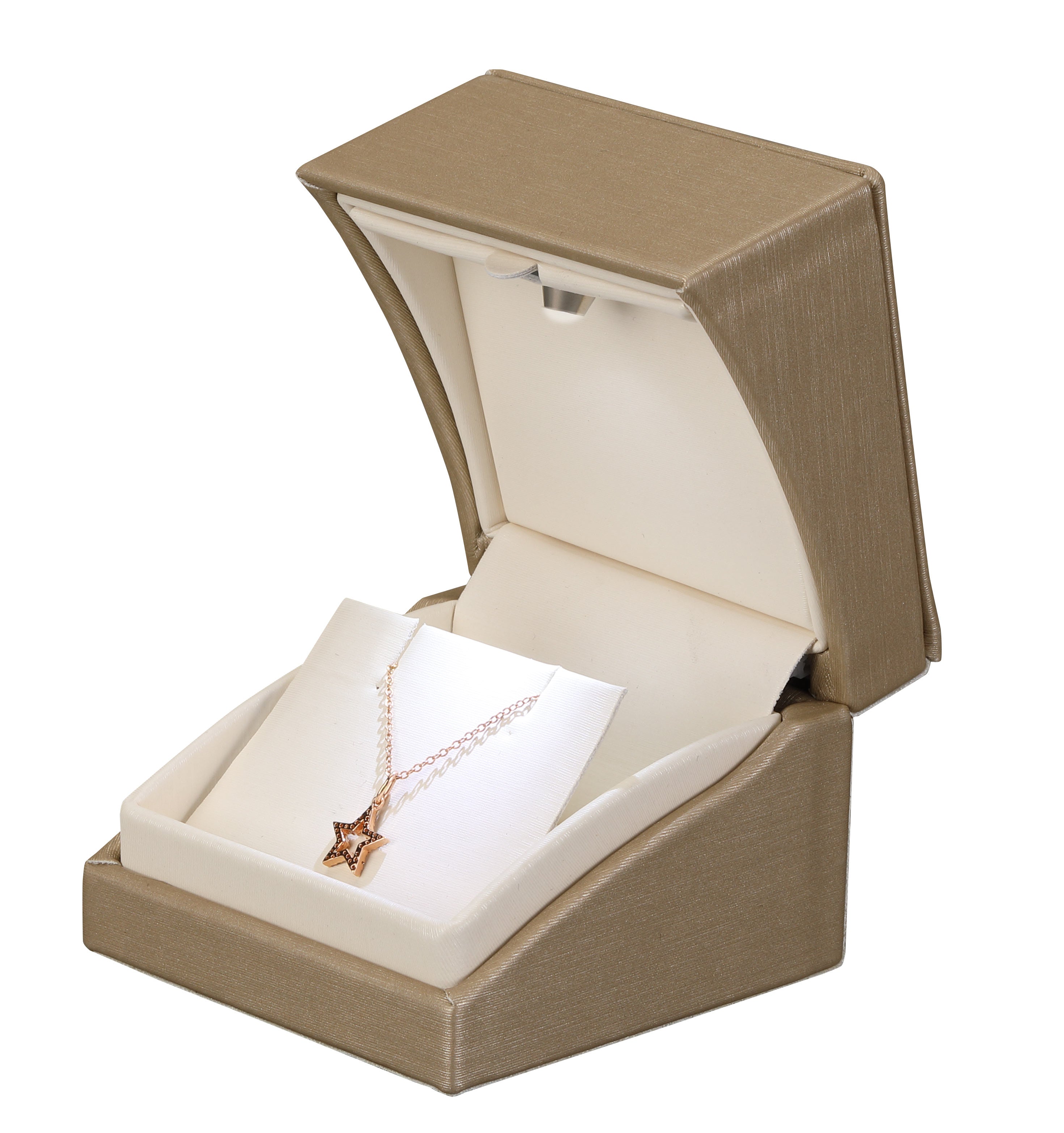 "Lumina Luxe" Earring/Pendant Box in Brushed Paradiso/Cream