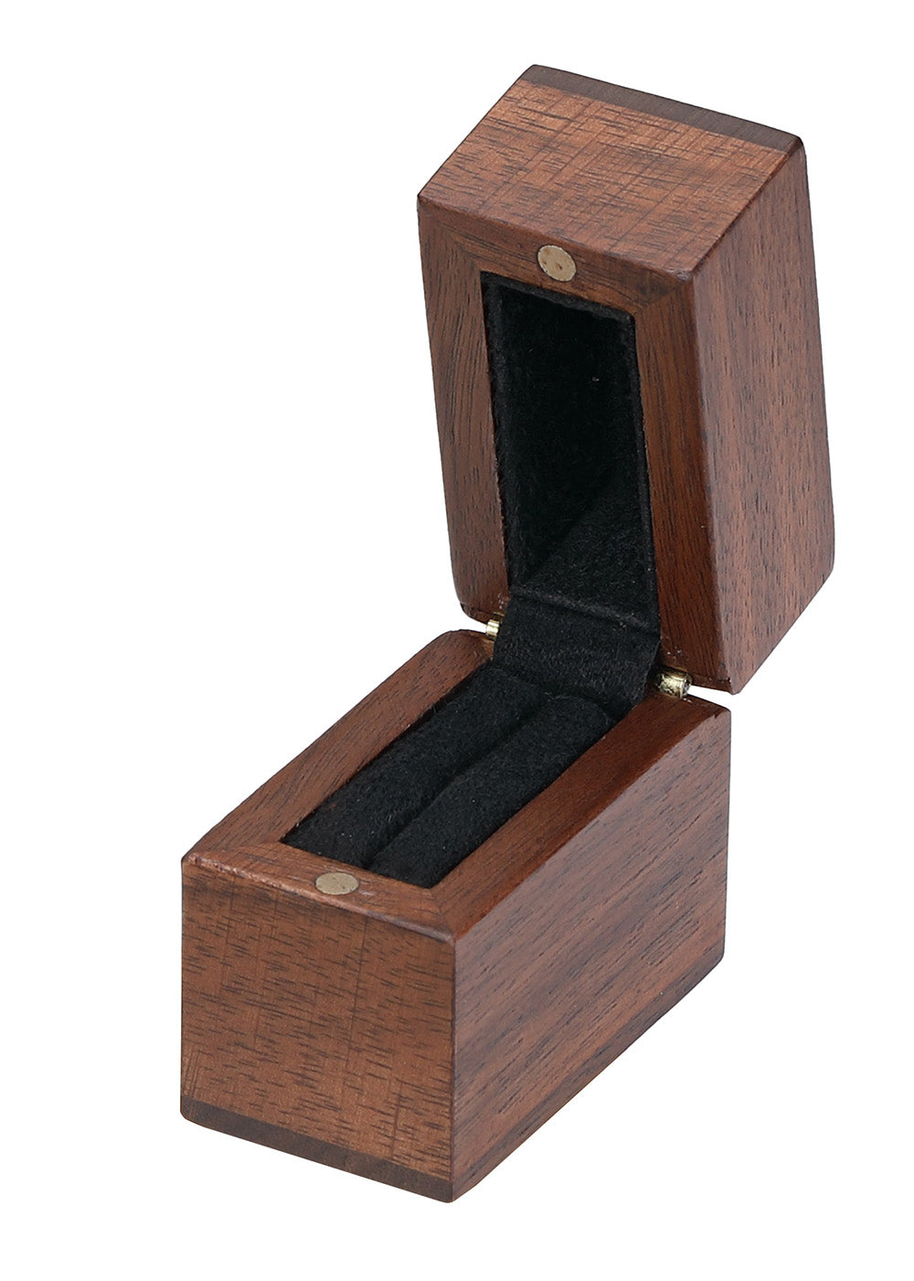 "Rustic" Ring Slot Box in Dark Walnut and Black Microsuede