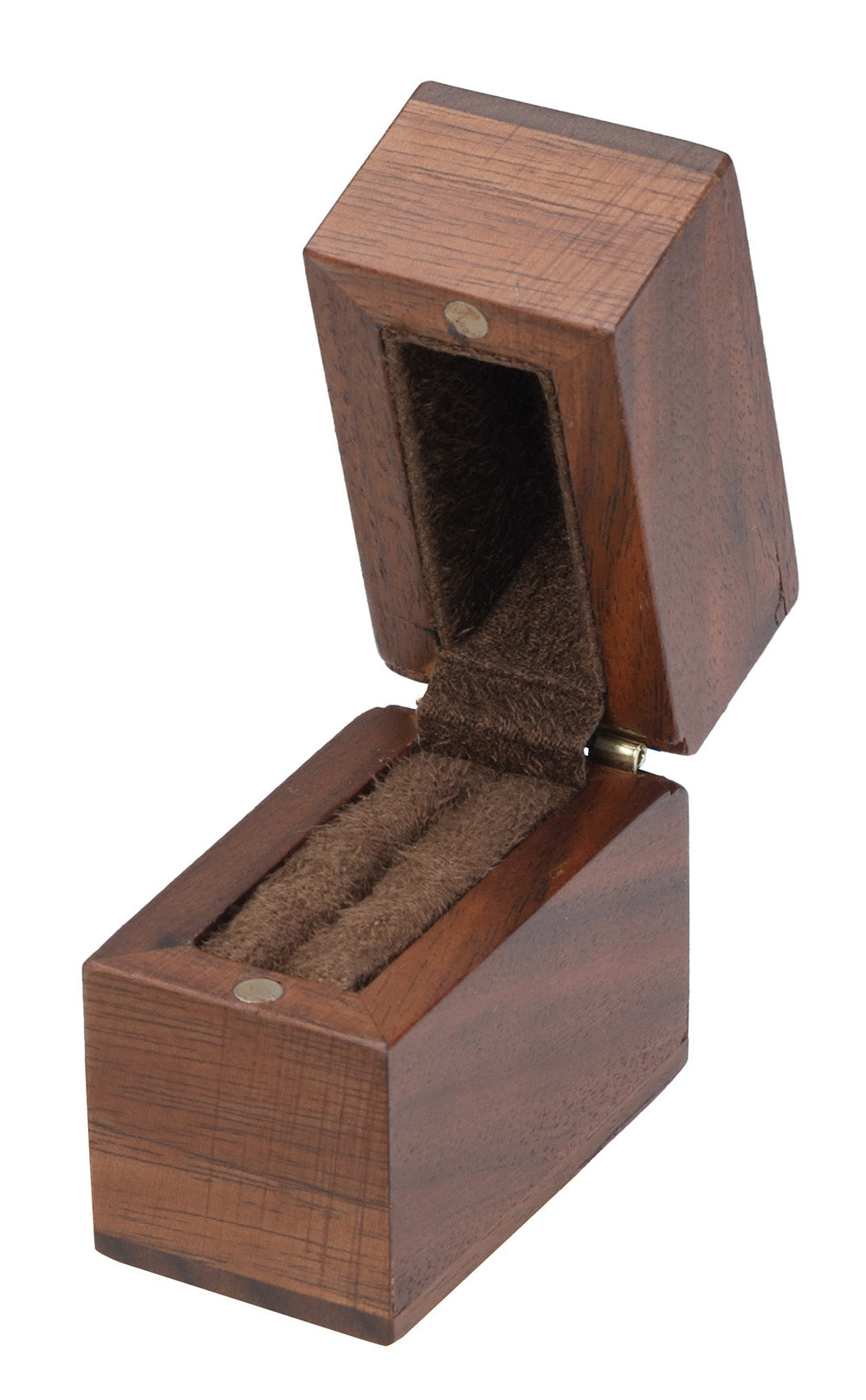 "Rustic" Ring Slot Box in Dark Walnut and Brown Microsuede