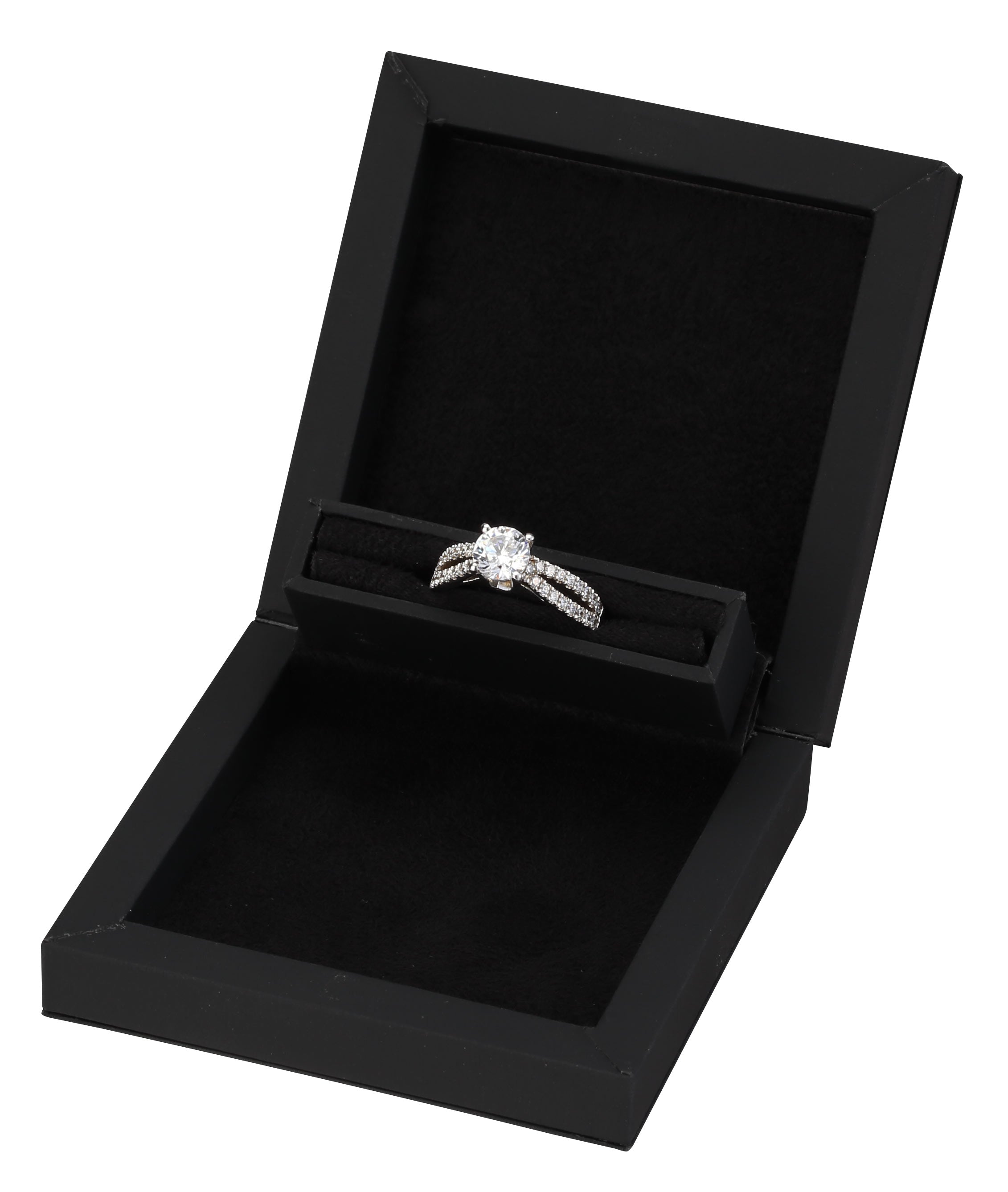 "Stealth" Proposal Ring Slot Box in Matte Black