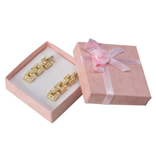 Ribbon Collection Floral Detail Stud Earring Box in Assorted Colors