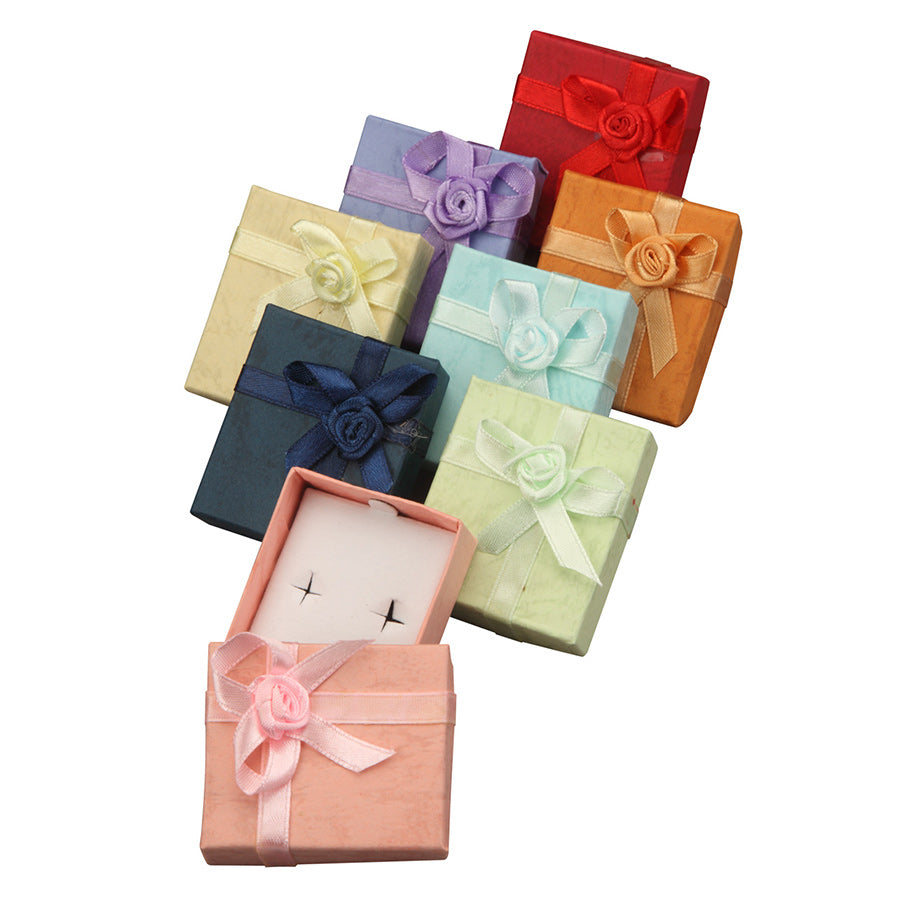 Ribbon Collection Floral Detail Stud Earring Box in Assorted Colors