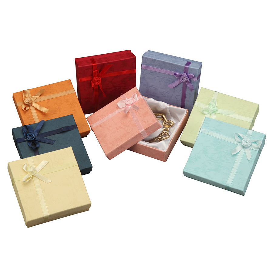 Ribbon Collection Floral Detail Gift Box in Assorted Colors