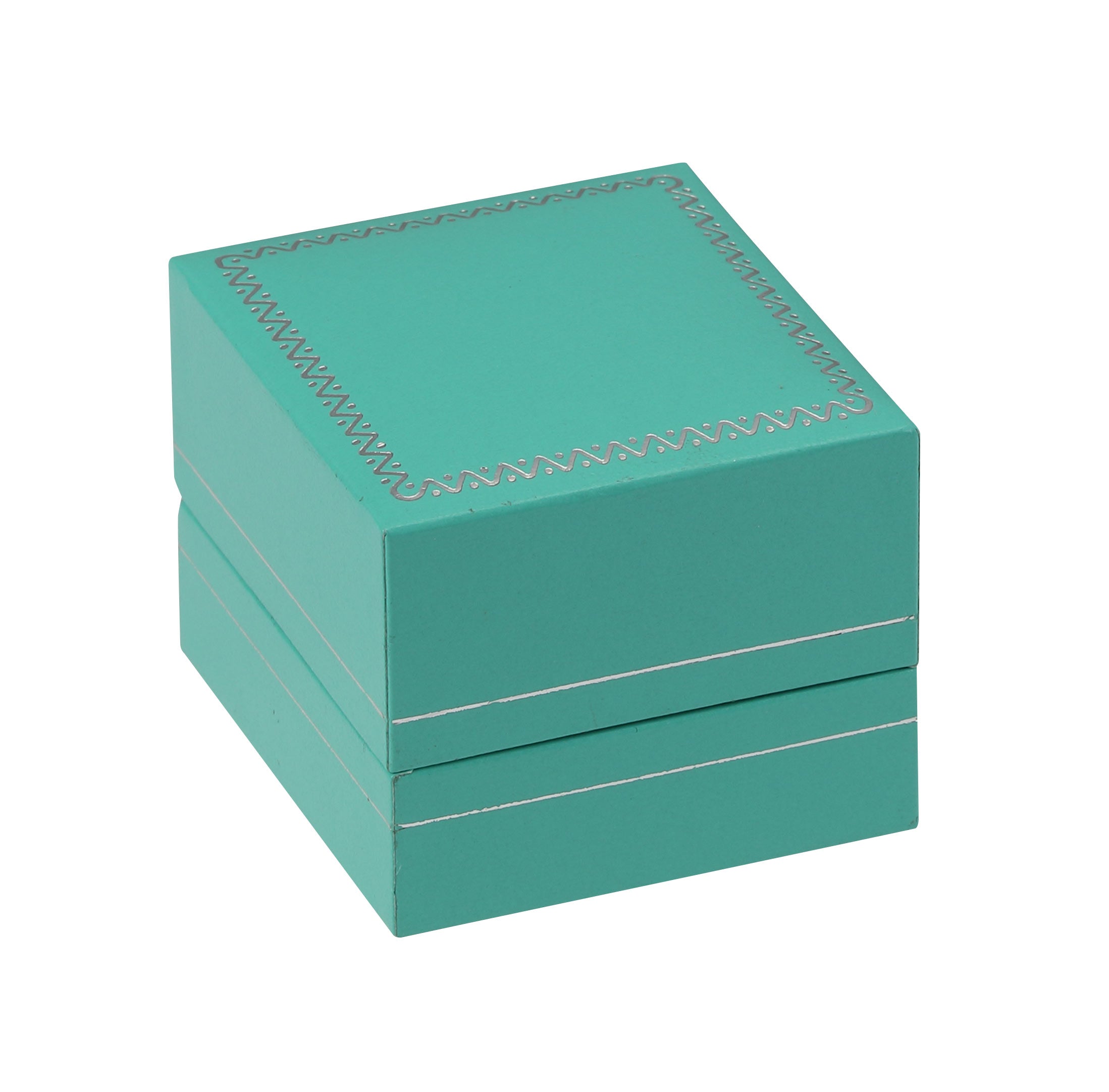 "Manhattan" Ring Slot Box in Turquoise/Silver Trim