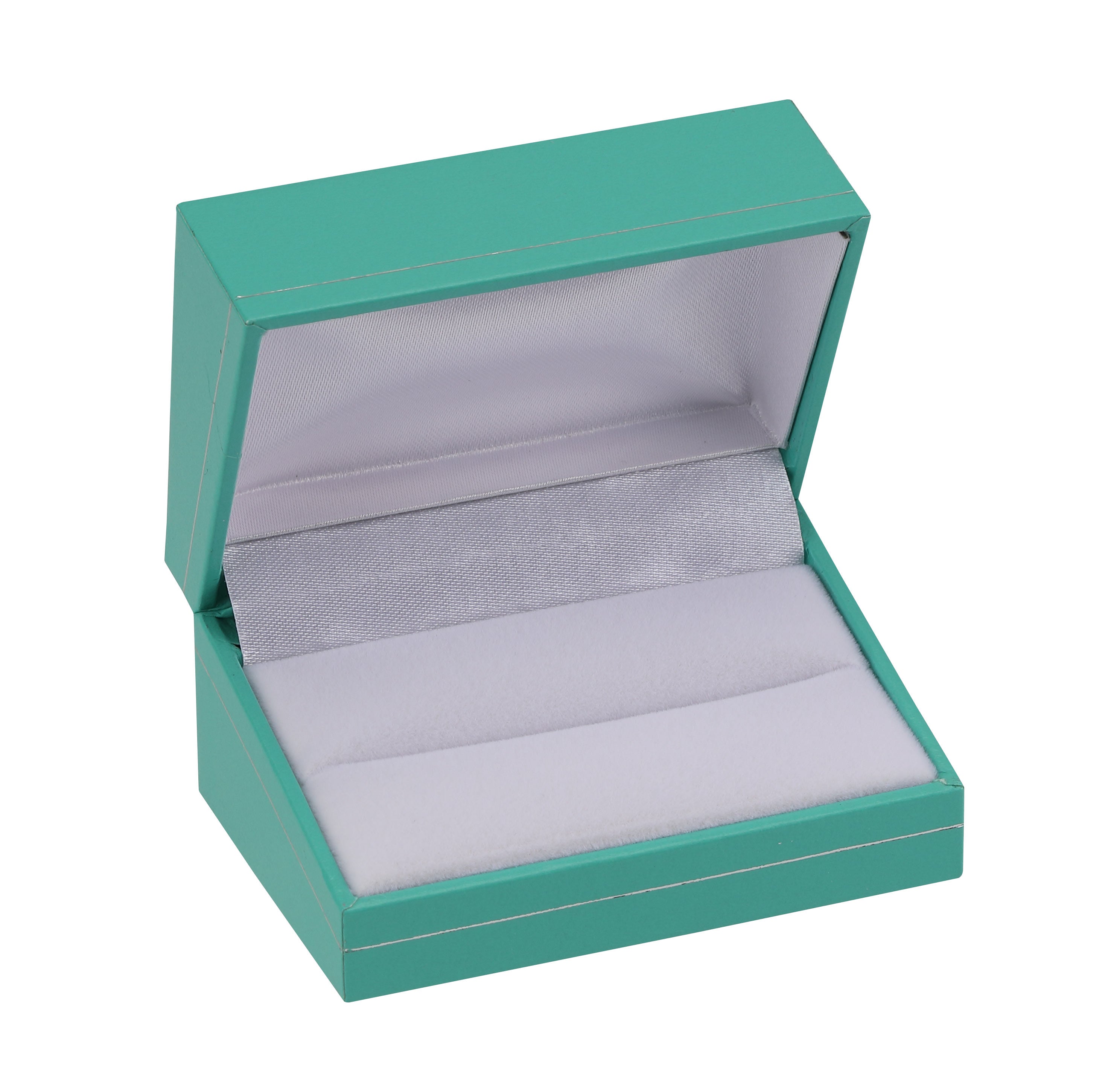 "Manhattan" Double Ring Slot Box in Turquoise/Silver Trim