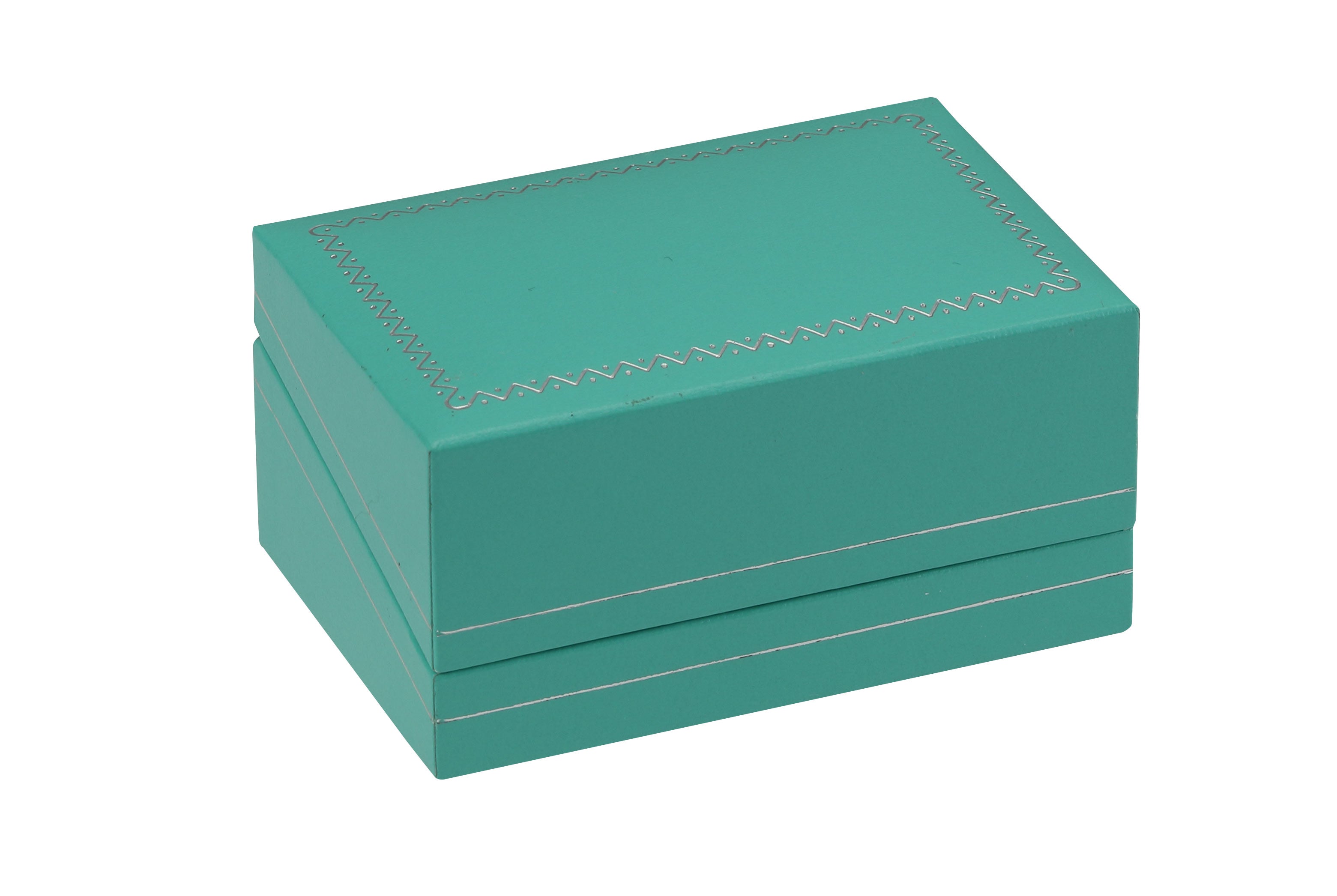 "Manhattan" Double Ring Slot Box in Turquoise/Silver Trim