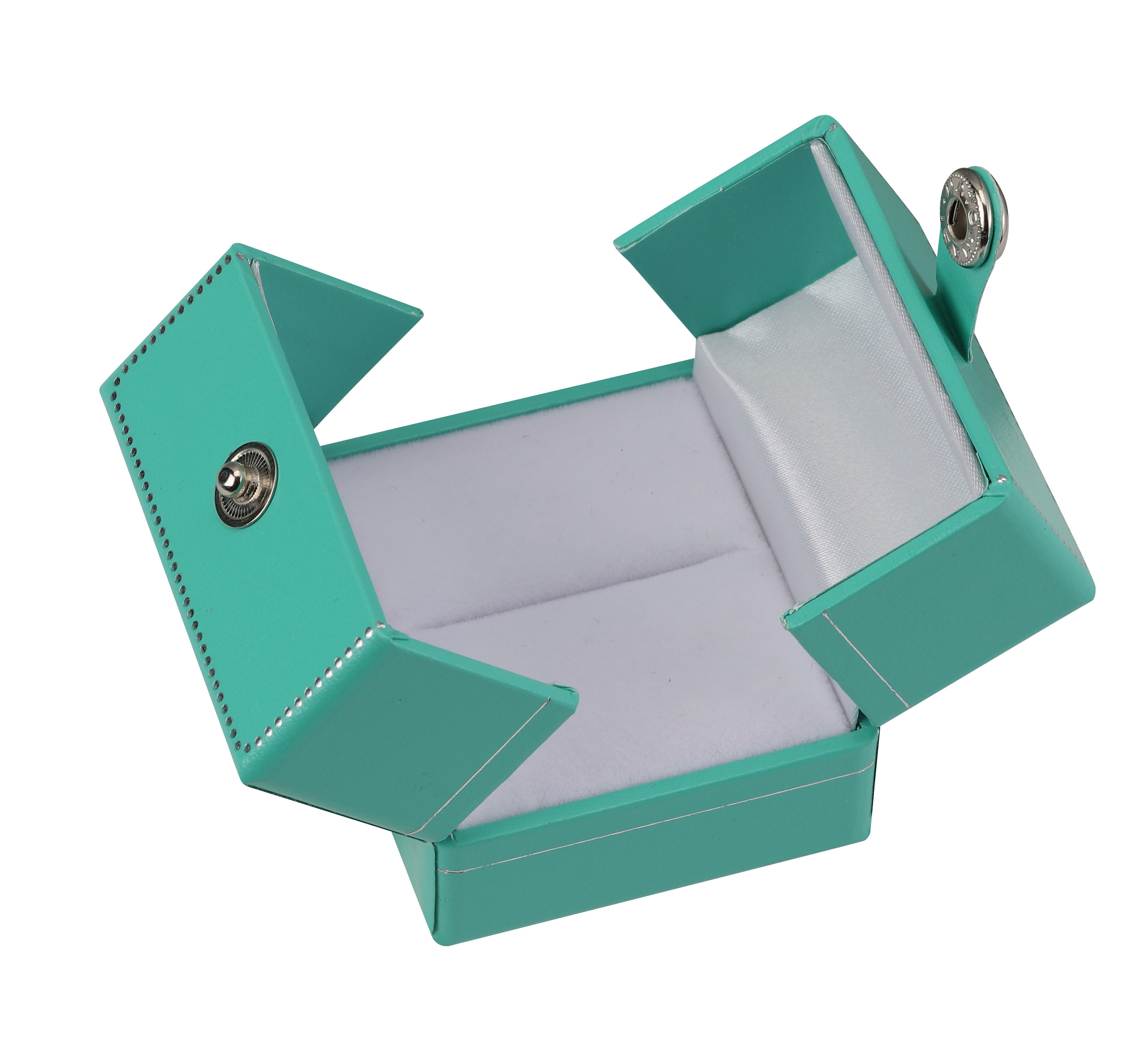 "Manhattan" 2-Door Ring Slot Box in Turquoise/Silver Trim