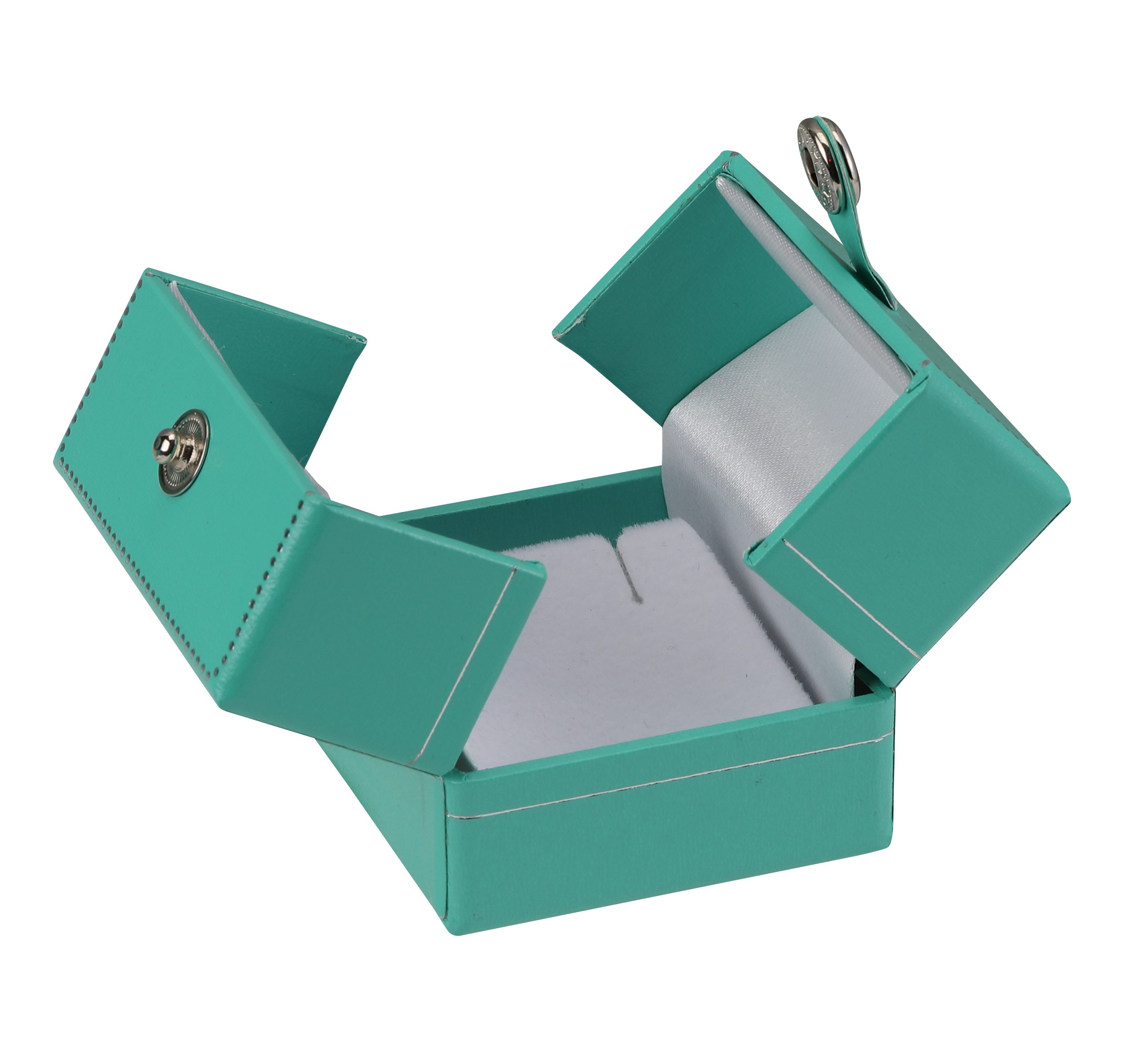 "Manhattan" 2-Door Earring Box in Turquoise/Silver Trim