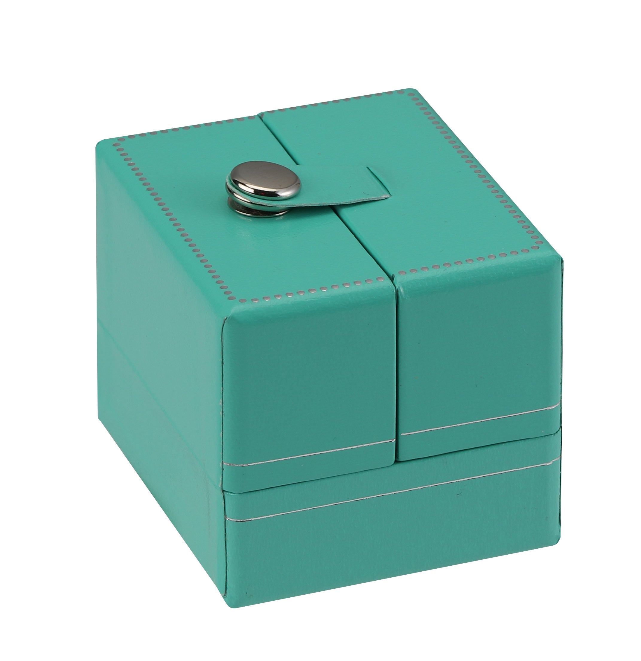 "Manhattan" 2-Door Earring Box in Turquoise/Silver Trim