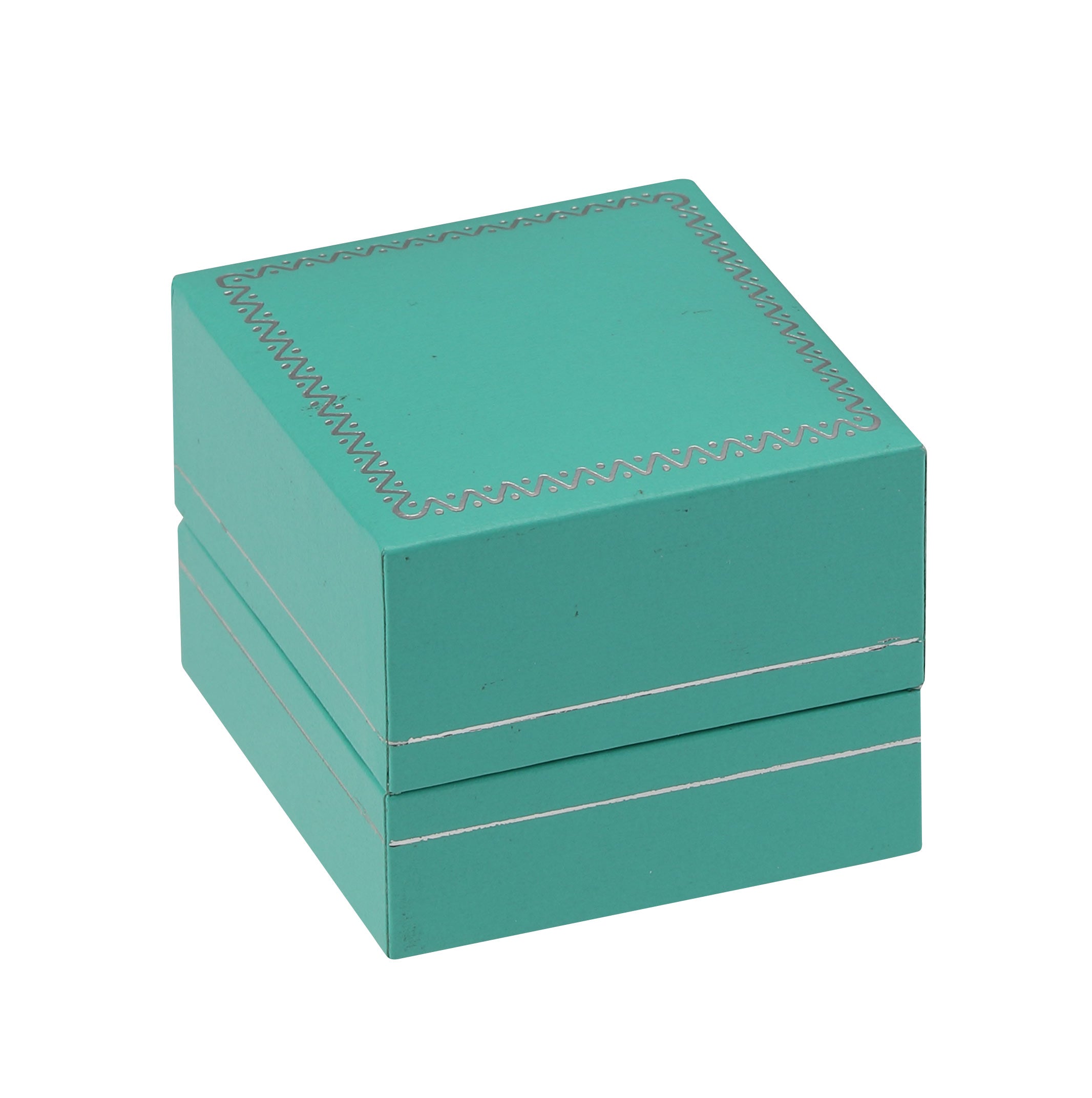 "Manhattan" Ring Finger Box in Turquoise/Silver Trim