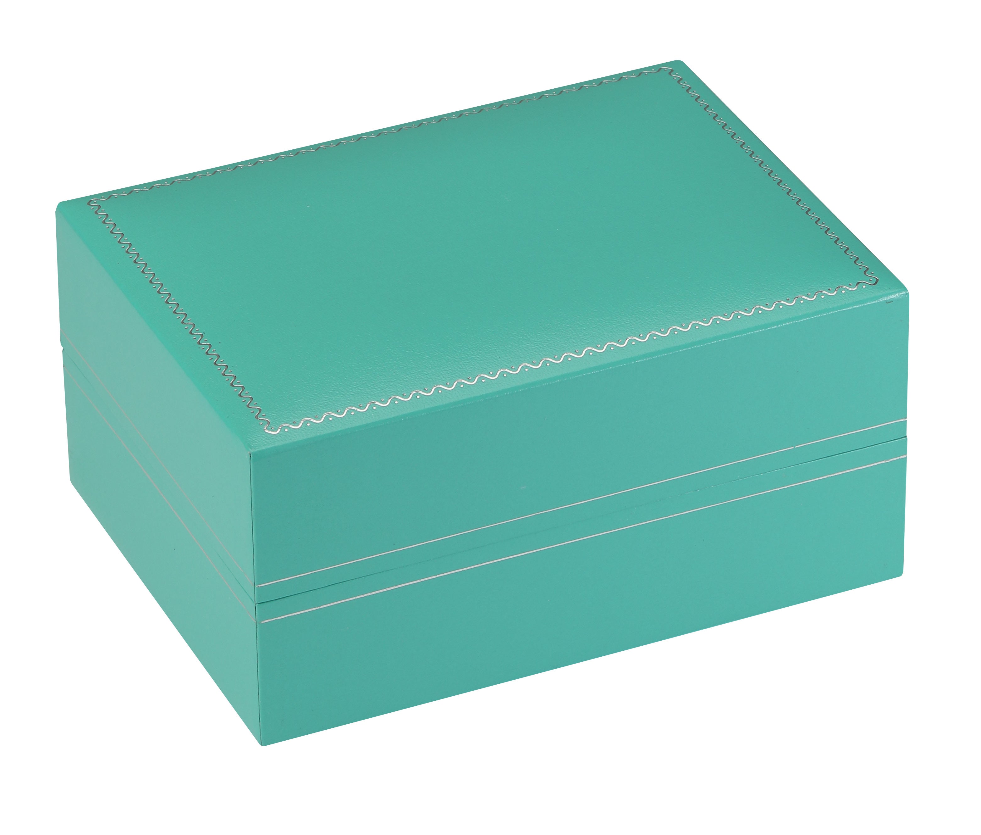 "Manhattan" Watch Pillow Box in Turquoise/Silver Trim