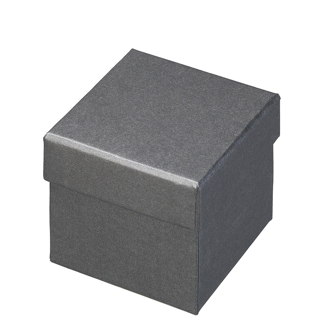 "Dusk" Ring Slot Box in Brushed Grey Leatherette and Grey Microsuede