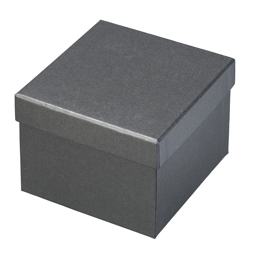 "Dusk" Pillow Box in Brushed Grey Leatherette and Grey Microsuede