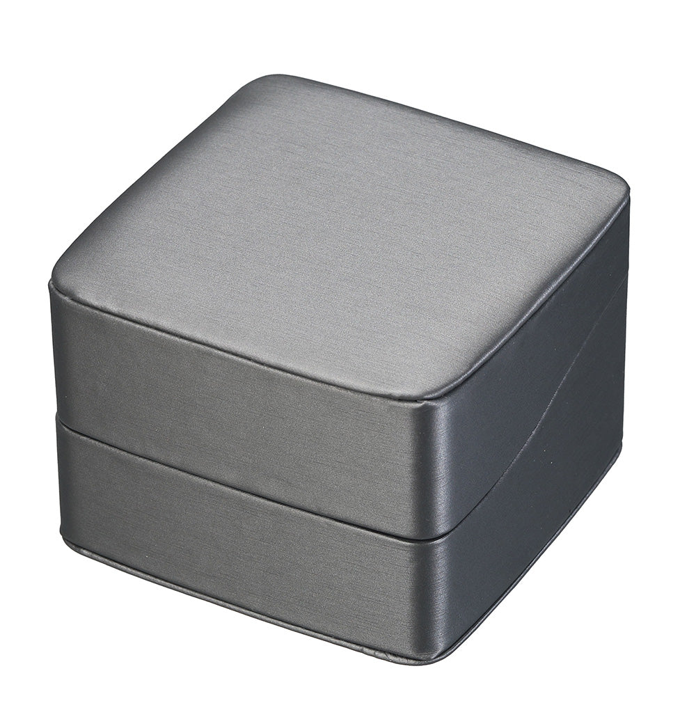 "Dusk" Pillow Box in Brushed Grey Leatherette and Grey Microsuede