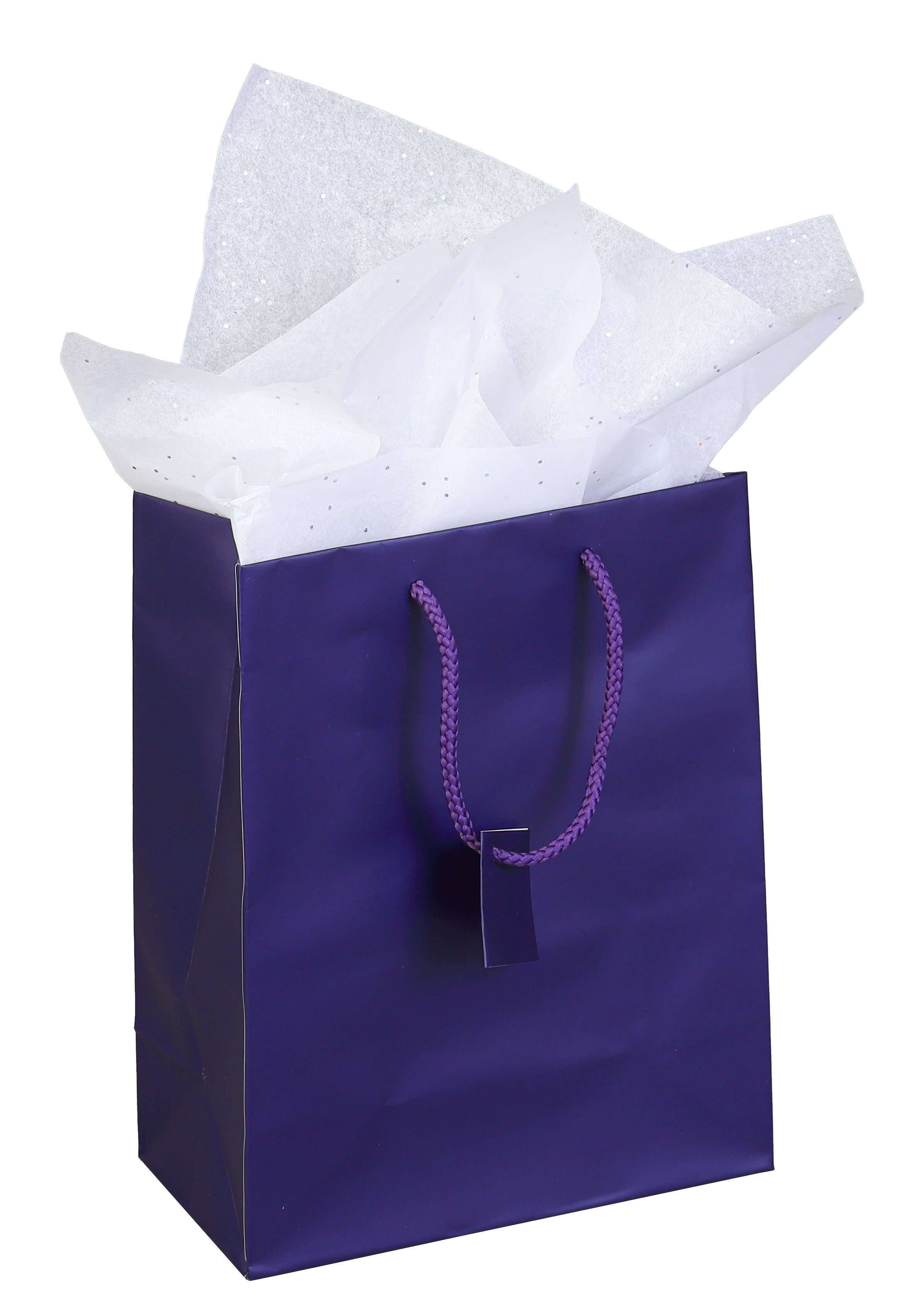 Satin-Finish Tote-Style Gift Bags in Matte Purple, Pk/20