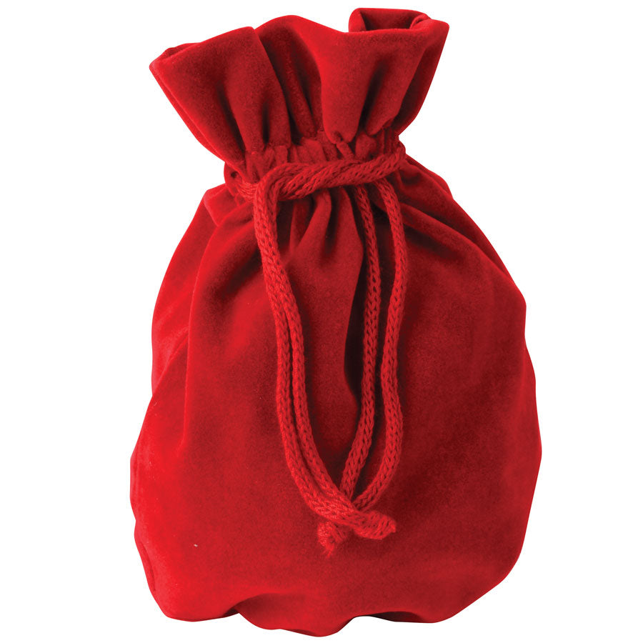 Microsuede Pouches w/Hidden Drawstring in Red, 4.5" L x 6" W