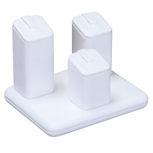 Set of 3 Square Slant-Top Ring Columns on Base, 4.25" L x 3.5" W