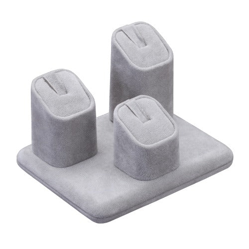 Set of 3 Square Slant-Top Ring Columns on Base, 4.25" L x 3.5" W