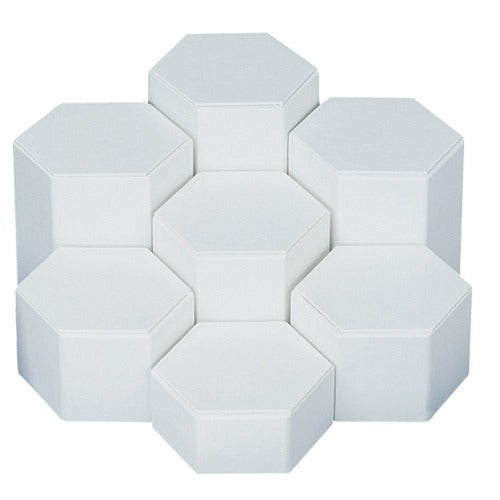 7-Piece Set of Hexagonal Block Risers in Pearl, 1.75 - 5.75" H