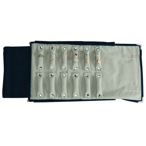 Roll Diamond Rings Jewelry Rolls for Rings Jewelry in Black Velour, 4.5 x 10 in.