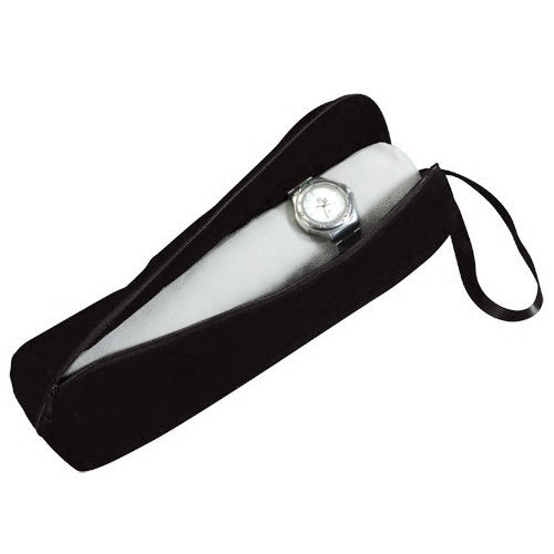 Zippered Pouch for Bangles & Watches in Black Velvet, 3 x 10.5 in.