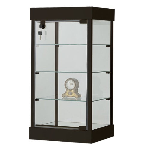 4-Level Glass Showcases w/Lighting & Locking Door, 14" L x 12" W