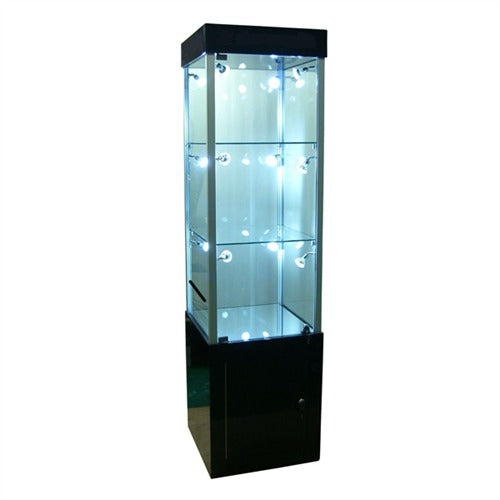 3-Level Glass Tower Displays w/12 LEDs, 17" L x 19" W